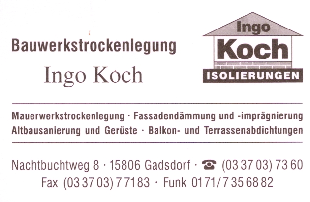 Bauwerkstrockenlegung Ingo Koch